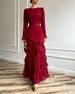 In Stock 2025 Spring European And American Cross-Border Foreign Trade High-End Three-Dimensional Ruffled Slim Long Dress_ecoleips.com