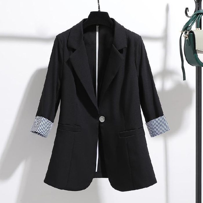 Women's Clothing Small Suit Jacket Spring And Autumn New Korean Style Slim Drape Thin Three Quarter Sleeve Suit Tops For Women_ecoleips.com
