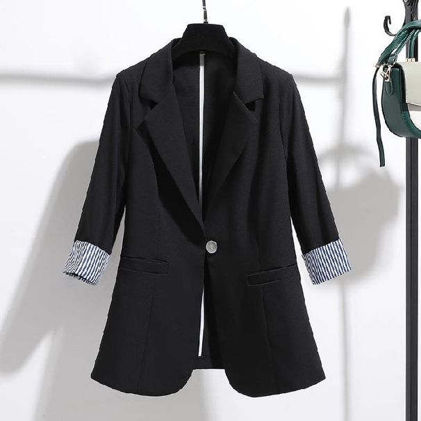 Women's Clothing Small Suit Jacket Spring And Autumn New Korean Style Slim Drape Thin Three Quarter Sleeve Suit Tops For Women_ecoleips.com