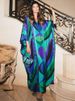 Women's Bohemian Floral Printed Maxi Dress Fashion Lace Up O-neck Half Sleeve Oversized Dress Lady 2025 Chic Holiday Vestidos_ecoleips.com