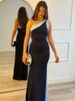 Mozision Diagonal Collar Backless Sexy Maxi Dress Women Elegant Patchwork One Shoulder Sleeveless Bodycon Club Party Long Dress_ecoleips.com