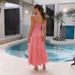 New 2026 European And American Women's Fashion Cross-border Dress: Patchwork, Long Strap, Backless, Tie-waist, Large_ecoleips.com