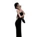 French Style Stunning Black Bow Sexy Bodycon Off-Shoulder Halter Neck For Women Summer High-End Long Dress_ecoleips.com