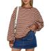 Women's Clothing Autumn And Winter New Tk Oversized Loose Casual Striped Sweatshirt_ecoleips.com