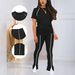 Women's Summer Two Piece Set American Style Round Neck Short Sleeve Top With Trousers_ecoleips.com
