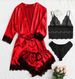Aria Basics Aria Basics New European American Style 4-Piece Lace Strap Pajamas Women's Summer Set With Robe And Nightdress Wholesale_ecoleips.com