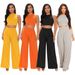 Women's Clothing Summer Women's Navel Baring Vest Straight Leg Flared Pants Casual Sports Two Piece Set_ecoleips.com