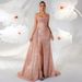 Women's Sequined Strapless Slim Fit Evening Gown High Slit Model Runway Dress For Banquets And Parties Touch Of Luxury Party Wear_ecoleips.com