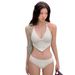 Korean Style Women's Retro Minimalist High-End Solid Color Deep V Two-Piece Swimsuit Sexy Conservative Three-Piece Dress_ecoleips.com