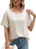 Women Sequin Deep V Neck One Shoulder Short Sleeve Loose Casual Dress Fashion Glitter Sparkle Evening Party Cocktail Dress_ecoleips.com