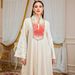 Elegant Long Robe Dress for Women with Embroidery And Patchwork Loose Ethnic Style Evening Gown with Long Sleeves Cross Border New Export Style_ecoleips.com