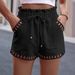 Women's Cotton Linen Shorts Multi-Color Multi-Size Elastic Waistband And Side Pockets - Comfort Fit Trousers In Multiple Colors_ecoleips.com
