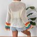 Women's Clothing Hand Crocheted Sweater Long Sleeved Tops New Spring And Autumn Color Plaid Crocheted Handmade_ecoleips.com