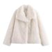 Women's Clothing Trendy Faux Fur Collar Jacket – Winter Streetwear Coat (Cream/Grey/Black/Wine, XS-L)_ecoleips.com