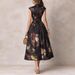 Women's Clothing Style Women's Sleeveless Long Dress Black Digital Print With 3D Flowers Slim Fit Design For Formal & Casual_ecoleips.com