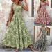 Retro Printed Dress, Fashionable And Elegant, V-neck Short Sleeved Jumpsuit, Long Skirt, Women's Clothing_ecoleips.com