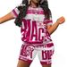 Women's Mesh Lounge Set Summer Short Sleeve T-Shirt Shorts Two Piece Outfit Letter Print Casual Comfort_ecoleips.com