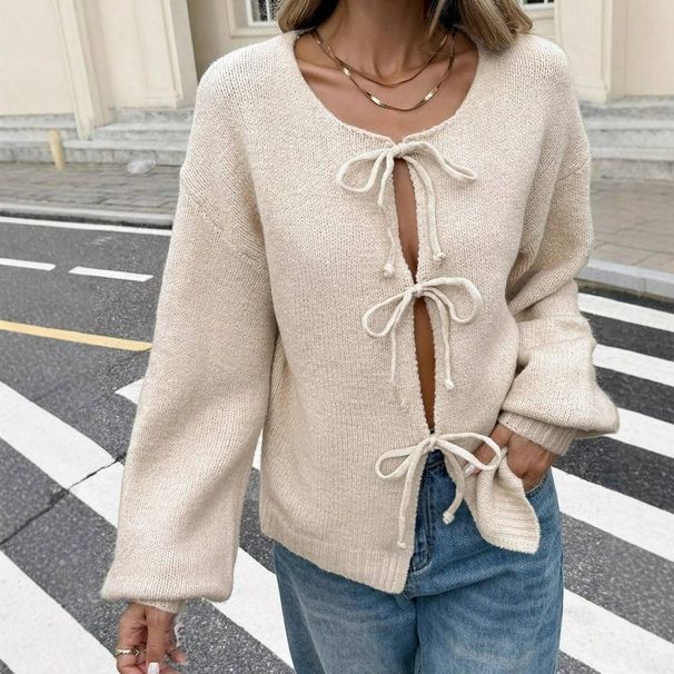 women's clothing sweater jacquard big heart embroidery v neck casual lazy style knitted cardigan_ecoleips.com