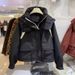 Women's Oversized Color-Block Puffer Jacket Korean Streetwear Style Short Coat Winter Fashion Outerwear_ecoleips.com