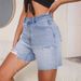 Distressed Denim Shorts For Women - Vintage Style Destroyed Denim Shorts With Raw Hem_ecoleips.com