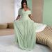 2026 Asymmetric Neck Ruffle Tie-Waist Maxi Dress - Elegant Short Sleeve Summer Gown_ecoleips.com