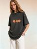Retro Print Washed Loose T-shirt, Women's Casual Summer Top_ecoleips.com