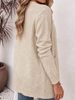 Oatmeal V Neck Pit Rib Knit Cardigan, Loose Lightweight Breathable Soft Skin-touch Pocket Open Front Sweater_ecoleips.com