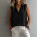 Classic Sleeveless Poplin Shirt For Women - Solid Color Collared Top, Breathable Polyester, Casual & Office Wear, Versatile Layering Piece_ecoleips.com