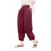 Suitable For All Seasons Sand Washed Ramie Harem For Women 2025 Summer New Casual Fashion Buckle Design Slim Linen Pants_ecoleips.com