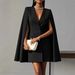Women's Double Breasted V Neck Blazer Capelet Mini Dress – Elegant Fall Party Gown 2026_ecoleips.com
