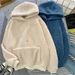 Women's Clothing Ins Super Hot Lambskin Hooded Sweater Women's Autumn And Winter Loose Version Plus Velvet Thickened Coat Tide_ecoleips.com