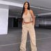 Women's Clothing Street Fashion Multi Pocket Workwear Straight Trousers High Waist Slimming Loose Khaki Jeans For Women_ecoleips.com