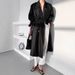 Classic Double-Breasted Trench Coat For Women - Mid-Length Tailored Jacket With Notched Lapel, Structured Silhouette & Functional Pockets_ecoleips.com