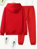 Women's Autumn And Winter Casual Fashion California Letter Pattern Printed Thick Fleece Warm Hooded Sweatshirt+sports Pants Set-691_ecoleips.com