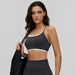 Women Thin Spaghetti Strap Sports Bra Contrast Binding Back Cross Padded Yoga Crop Cami Top Gym Running Workout Activewear Camisole_ecoleips.com