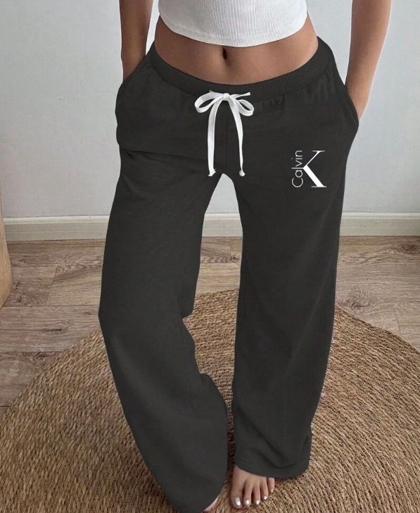 Women's Contrast Ribbed Sports Pants - Mid-Waist Drawstring Casual Wear-10_ecoleips.com