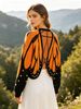 Women Butterfly Pattern Cropped Knit Cardigan Loose Long Sleeve Ribbed Texture Lightweight Hollow Eyelet Breathable Skin-friendly Open Front Cover Up_ecoleips.com