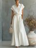 Women's Spring/Summer Fashion Casual Two Piece Set Solid Color Shirt And Wide Leg Pants Style_ecoleips.com