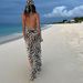 Women's Zebra Print High Slit Dress European American Style 2025 Fashion Tie Waist See through Sexy Resort Look_ecoleips.com