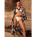 Women's 3-Piece Bikini Swimsuit Set Tight Fitting Slimming Design With Large Cover Up Vacation Sexy Polyester_ecoleips.com