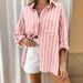 Verve 2025 Casual Loose Top Women's Jacket Striped Shirt Long Sleeve_ecoleips.com