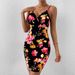 AD313 Cross-Border Chinese Style New Sexy Strap Printed Waist-Cinching Bodycon V-Neck Fashion Short Dress_ecoleips.com