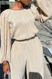 C3077 Women's Home Casual Loose Pleated High Elastic Two-Piece Set_ecoleips.com