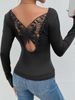 Women's Clothing Women's Fashion Backless Lace Butterfly Top Sexy Base Layer Spring Autumn Style For Formal & Casual For Women_ecoleips.com