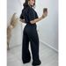 Women's Clothing Cotton And Linen Short Tops High Waist Wide Leg Suit Pants Women's Suit_ecoleips.com