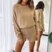 New, European And American Women's Clothing Fashion British Solid Color Sweater Shorts Set_ecoleips.com
