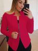 2025s S-5XL New Women's Fashion Solid Color Top Zipper Coat Small Suit_ecoleips.com