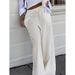 Women's Casual Drawstring Pants American Minimalist Style Solid Color Loose Trendy Straight Leg Elastic Waist Versatile Slimming Long Trousers_ecoleips.com