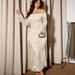 Elegant Plus Size Off-Shoulder Dress With Floral Embroidery – Stretchy Long Sleeve Bodycon Dress For Women (Available In 5 Sizes)_ecoleips.com