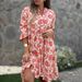 Women's Clothing V Neck Flared Sleeves Printed Patchwork Dress_ecoleips.com